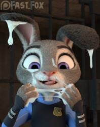 after_fellatio after_sex bodily_fluids cum facial furry furry_female judy_hoops judy_hopps judy_hopps police_uniform zootopia