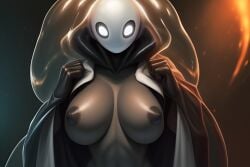 1girls ai_assisted ai_generated alien alien_girl coat_on_shoulders female_focus female_only fit_female glowing_eyes jellyfish_humanoid large_breasts made_by_four_racoons membrane nightmare_waifu only_top original_character original_character? six_thousand_bees_worked_on_this smash_for_the_third_time smigaman smooth_skin this_is_why_god_left