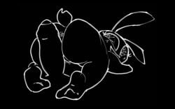 2024 anthro anus ass big_penis black_and_white black_background digital_drawing_(artwork) digital_media_(artwork) disembodied_penis duo enjoying female foreskin genitals hi_res humanoid_genitalia humanoid_penis kneeling lagomorph leporid male mammal monochrome no_color nude penis playstation pussy rabbit simple_background smile star_eyes tail twitter_link vib-ribbon vibri's_cousin vussybussy