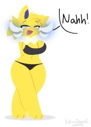 anthro anthro_only armpits barefoot barely_clothed big_breasts blush breasts cat_ears cat_tail creatures_(company) eeveelution female_only furry game_freak generation_1_pokemon ink jolteon kemozeppelin nintendo paws pokémon_(species) pokemon pokemon pokemon_(species) pokemon_rgby thong