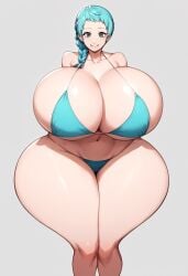 ai_generated bikini black_eyes braided_hair curvy_figure fuuka_yamagishi gigantic_ass gigantic_breasts green_hair huge_ass huge_breasts hyper hyper_ass hyper_breasts persona persona_3 persona_4_arena silenteye voluptuous wide_hips