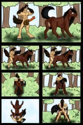 absurd_res anthro anthro_on_feral anthro_penetrating anthro_penetrating_feral breath crotchboob day duo equid equine erection female feral feral_penetrated forest from_behind_position genitals grass hi_res higurashi029 horse male male/female mammal panting penetration penile penile_penetration penis_in_pussy plant presenting pussy sex thrusting tree vaginal_penetration were wereequine werehorse zoophilia