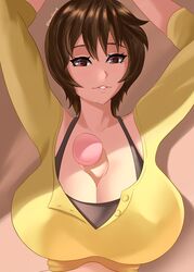 breasts brown_eyes brown_hair huge_breasts large_breasts masane_amaha paizuri short_hair sowilo tank_top uncensored witchblade