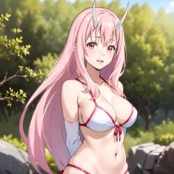 ai_generated anime female horns pink_eyes pink_hair shuna_(tensei_shitara_slime_datta_ken) solo tensei_shitara_slime_datta_ken that_time_i_got_reincarnated_as_a_slime