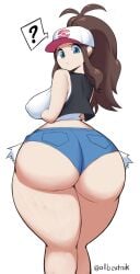 ? allbeatnik ass ass_focus big_ass big_breasts blush breasts cleavage clothed clothing creatures_(company) erect erect_nipple erect_nipples erect_nipples_under_clothes erection erection_under_clothes game_freak hair hat hilda_(pokemon) hips nintendo nipples pokemon pokemon_bw pokemon_trainer wide_hips