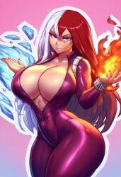 1girls ai_generated ass_cleavage big_ass big_breasts big_butt bimbo bimbofication cleavage corruption female_todoroki genderswap_(mtf) krystalizedart magic midjourney mind_break mind_control my_hero_academia pink_clothing pink_eyes pleasure_face rule_63 shouto_todoroki smile student superheroine thick_thighs transformation