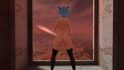 3d_model ass blue_eyes blue_hair femboy solo virtual_reality vr vrchat vrchat_avatar