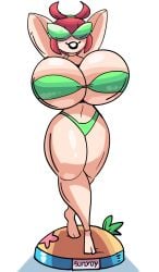 disney dollification female huge_ass huge_breasts knick_knack lewdsona navel nipples permanent_smile pixar sunglasses sunnification thick_thighs transformation wide_hips