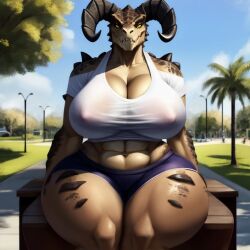 abs ai_generated big breasts deathclaw fallout female muscular