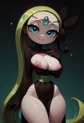 ai_generated badlemon7 big_breasts cleavage meloetta pokemon pussy tagme thick_thighs wide_hips