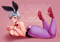 1girls absurdres adult big_ass big_breasts big_butt bimbo blue_eyes blue_hair bubble_ass bubble_butt bulma_(bunny) bulma_briefs bunny_costume bunny_ears bunny_girl bunny_tail bunnysuit busty dat_ass dragon_ball dragon_ball_super female female_only grand-sage happy_birthday high_heels highres huge_ass huge_breasts mature_female milf pantyhose purple_legwear purple_pantyhose red_heels red_high_heels solo the_pose