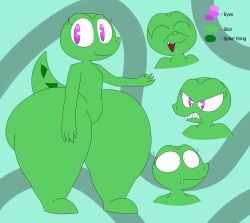 alligator cyandrive98 flat_chest green_body hi_res huge_ass hyper light_(cyandrive98) model_sheet pink_eyes reptile scalie tail thick_thighs