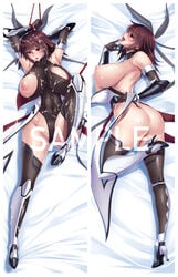 after_sex aoi_nagisa_(artist) arm_guards ass bondage breasts brown_hair bukkake cum cum_in_pussy cum_on_body cum_on_breasts cum_on_clothes cum_on_hair cum_on_lower_body cum_on_upper_body dakimakura facial hair_ribbon highleg_leotard huge_breasts leotard mizuki_shiranui naughty_face nipple red_eyes sample taimanin_(series) taimanin_yukikaze thighhighs thong_leotard torn_clothes