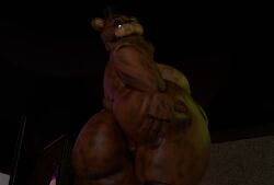 3d ass five_nights_at_freddy's freddy_(fnaf) moobs mrrainbow overweight solo_male tagme