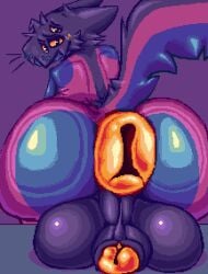 anthro anus anus_focus ass balls big_balls big_butt big_penis butt_focus curious_boi digital_media_(artwork) genitals glistening glistening_body glistening_butt glistening_genitalia hi_res humanoid_genitalia humanoid_penis male maw-maw_(species) nervous nervous_smile orange_eyes penis pixel_(artwork) presenting presenting_anus presenting_balls presenting_hindquarters puffy_anus shy solo wide_hips