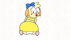 big_butt bow crumbles_(doodle-toons) dog doodle_toons furry on_knees white_panties yellow_skirt