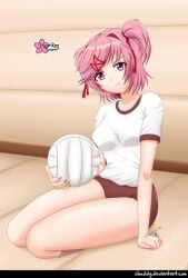 clouddg doki_doki_literature_club gym gym_clothes gym_uniform natsuki_(doki_doki_literature_club) sports_uniform sportswear volleyball