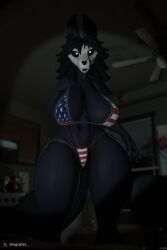 1girls 3d 3d_(artwork) 4th_of_july american_flag_bikini animal_ears anthro big_breasts bikini black_body black_hair blender breasts clothing curvaceous curvy curvy_figure dark_room female female_only flashlight furry glowing_eyes huge_breasts living_room long_hair looking_at_viewer low-angle_view mostly_nude msplashdoggy pov scp-1471 scp-1471_(msplashdoggy) scp_foundation skull skull_head slugcats_(artist) solo solo_female standing_over_viewer tagme tail thick_thighs voluptuous voluptuous_female white_eyes wide_hips