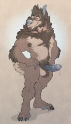 2016 anthro armpit_hair ball_tuft balls biceps canine claws cum erection fur hair humanoid humanoid_penis male male_only mammal muscular muscular_male no_swift nude pecs penis pose solo were werewolf wolf