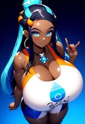 ai_generated big_breasts breasts cleavage collarbone dark-skinned_female dark_skin digital_media female female_focus female_only game_freak gym_leader hi_res huge_breasts human human_female large_breasts looking_at_viewer minmin nessa_(pokemon) nintendo npc_trainer pokemon pokemon_(franchise) pokemon_(game) pokemon_(trainer) pokemon_ss pokemon_trainer solo solo_female solo_focus standing