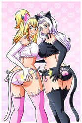 fairy_tail lingerie linkerlewds lucy_heartfilia mirajane_strauss multiple_females symmetrical_docking