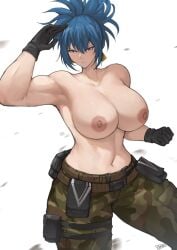 1girls areolae athletic athletic_female bakaatako batako big_areola big_breasts big_nipples blue_eyes blue_hair breasts breasts_out busty clothed curvaceous curvy curvy_body curvy_female curvy_hips earrings female fit fit_female gloves huge_breasts inviting king_of_fighters leona_heidern light-skinned_female light_skin long_hair military muscular nipples outdoors pale-skinned_female pale_skin pants ponytail pose posing removed_clothing round_breasts round_nipples seductive thick thick_legs thick_thighs thighs tied_hair tits_out topless voluptuous voluptuous_female wide_hips