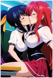 2females 2girls 2women ai_generated akeno_himejima girl_on_girl high_school_dxd lesbian_couple lesbian_kiss lesbian_sex rias_gremory yuri yuri yuri