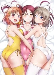 3girls absurd_res absurdres ahoge antenna_hair arm_around_back arm_around_partner arm_around_waist ass back bare_arms bare_back bare_hands bare_hips bare_shoulders bare_skin bare_thighs bed bed_sheet belly belly_button bikini birthing_hips blue_eyes blue_eyes_female blush blush_face blush_lines blushed_face blushing_at_viewer blushing_face blushing_female boobs_pressed breast_press breast_press_on_chest breast_squeeze breasts breasts_press breasts_pressed_against_another breasts_pressed_against_partner breasts_pressed_together brown_eyebrows brown_hair brown_hair_female bust_cup busty busty_female busty_girl busty_teen butt_crack_outline child_bearing_hips cleavage cleft_of_venus closed_mouth_smile collarbone curvy curvy_ass curvy_body curvy_female curvy_figure curvy_hips curvy_teen dock docking dot_nose elbows exposed_arms exposed_ass exposed_back exposed_butt exposed_hips exposed_shoulders exposed_skin exposed_thighs fair_skin female female_only fertile_hips fingernails fingers grin groin hair_clip hair_clips hair_ornament hair_ornaments hairclip hairclips hand_on_back hand_on_leg hand_on_own_back hand_on_own_leg hand_on_own_thigh hand_on_thigh high_resolution high_school_student highres hourglass_figure large_breasts laying_down laying_on_back laying_on_bed laying_on_breasts laying_on_side lean_body lean_figure legs legs_closed legs_together legwear light-skinned_female light_skin long_hair looking_at_viewer looking_back looking_back_at_viewer love_live! love_live!_sunshine!! lying lying_down lying_on_back lying_on_bed lying_on_breasts lying_on_side medium_hair mibushiro midriff multiple_females multiple_girls narrow_waist navel nervous nervous_expression nervous_face nervous_female nervous_smile on_back on_breasts on_side one-piece_swimsuit open_mouth open_mouth_smile orange_eyebrows orange_eyes orange_eyes_female orange_hair orange_hair_female pale-skinned_female pale_skin parted_bangs parted_lips partially_visible_vulva pink_bikini pink_legwear pink_one-piece_swimsuit pink_stockings pink_swimsuit pink_swimwear pink_thigh_highs pink_thighhighs pressing_breast_on_partner pressing_breasts pressing_breasts_together purple_eyebrows purple_eyes purple_eyes_female purple_hair purple_hair_female pushing_breasts_together pushing_breasts_up pussy sakurauchi_riko school_girl school_girls shiny_ass shiny_breasts shiny_butt shiny_hair shiny_shoulders shiny_skin shoulders shy shy_smile sideboob simple_background slender_body slender_waist slim_girl slim_waist smile smiley_face smiling_at_viewer smirk smooth_skin squeezing_breast squeezing_breasts squeezing_breasts_together squeezing_own_breasts stockings swimsuit swimwear takami_chika teen_girl teenage_girl teenage_girls teenager thick_ass thick_thighs thigh_gap thigh_highs thighhighs thighs thin_waist tongue twintails twintails_(hairstyle) upper_body upper_teeth v-line vulva vulva_line watanabe_you wavy_hair white_background white_bed white_bed_sheet white_bikini white_legwear white_one-piece_swimsuit white_stockings white_swimsuit white_swimwear white_thigh_highs white_thighhighs wide_hips yellow_bikini yellow_legwear yellow_one-piece_swimsuit yellow_stockings yellow_swimsuit yellow_swimwear yellow_thigh_highs yellow_thighhighs