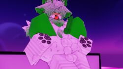 2boys black_pawpads carrying femboy fur furry gabbers gay green_ears green_socks huge_ass huge_cock knot male male/male male_on_femboy mermio paws roblox white_fur white_skin