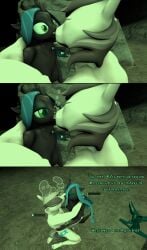 3d big_breasts english_text kissing my_little_pony oc peril queen_chrysalis_(mlp) text underwater