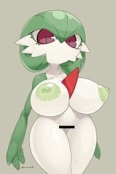 1girls big_breasts censored gardevoir green_nipples looking_at_viewer naked pokemon pokemon_(species) wawo