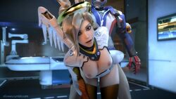 3d animated areolae autodesk_maya blender blonde_hair blue_eyes bouncing_breasts breasts ellowas from_behind looking_at_viewer mercy nipples overwatch sex shorter_than_30_seconds shorter_than_one_minute soldier_76 sound straight thighhighs video