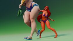 2girls 3d 3d_(artwork) alien alien_girl ass big_ass big_boobs big_breasts big_butt bigger_female bikini boobs breasts butt dc dc_comics female female_focus female_only giantess goth goth_girl height_difference koriand'r larger_female mini_giantess rachel_roth raven_(dc) shorter_female size_difference smaller_female starfire teen_titans violentfran