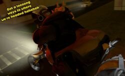 3d ass clothing dialogue english_text facesitting motorcycle mrrainbow overwatch roadhog tagme text