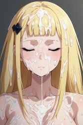 ai_generated big_breasts blonde_hair blue_eyes bukkake cum cum_on_breasts cum_on_face cum_on_head long_hair re:zero_kara_hajimeru_isekai_seikatsu sylphy_(re:zero) unexpressive wife