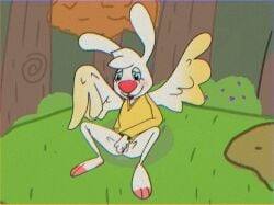 accurate_art_style angel_gabby angel_hare_(the_east_patch) anonymous_artist anthro blue_eyes bunny bunny_girl clothed hare lore_accurate masturbation rabbit white_fur