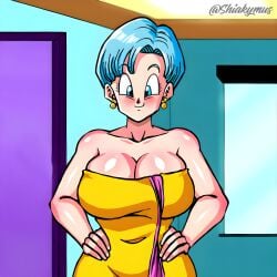 breasts bulma_briefs bulma_briefs dragon_ball dragon_ball_super dragon_ball_z towel towel_wrap woman_only