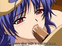 00s 2000s 2005 2d animated blowjob blue_hair bondage breasts cum_in_pussy fellatio female futago_no_haha_seihonnou hand_on_head harem milf milky_(company) ms_pictures oral rape red_eyes