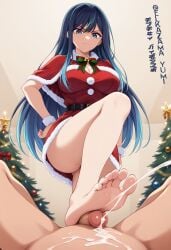 ai_generated christmas christmas_outfit crush cum cumshot elkazama_yumi feet femdom foot_fetish footjob kurokawa_akane oshi_no_ko stepped_on trample