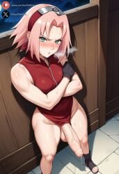 1futa ai_generated balls big_penis blush cock dickgirl erection foreskin futa_only futanari green_eyes high-angle_view huge_cock light-skinned_futanari light_skin looking_at_viewer naruto_(series) naruto_shippuden penis pink_hair precum roxygtf sakura_haruno short_hair small_breasts smug solo standing sweat sweating sweaty_body