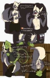 absurd_res anal ass canid canine comic dialogue english_text felid fox genitals hi_res leon_powalski male male/male mammal mbt nintendo profanity star_fox text transformation wolf_o'donnell