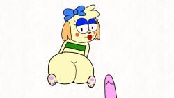 big_butt bow crumbles_(doodle-toons) dog doodle_toons furry green_topwear on_knees penis