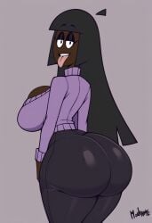 ai_generated big_ass big_breasts boob_window bubble_butt clothed clothing dark-skinned_female edit hair_color_change jeans lila_(spooky_month) looking_at_viewer race_swap skin_color_change skin_edit spooky_month sr_pelo sweater third-party_edit tight_pants tongue tongue_out