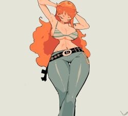 1:1 1:1_aspect_ratio 1girls 2d 2d_(artwork) 2d_artwork adult adult_female anime anime_character arm_behind_head arm_tattoo armpits arms_behind_head background bare_armpits bare_arms bare_belly bare_chest bare_hands bare_midriff bare_navel bare_shoulders bare_skin belly belly_button belt big_boobs big_breasts bikini bikini_top blue_tattoo breasts busty busty_female busty_girl cleavage closed_eyes closed_mouth_smile collarbone curvaceous curvaceous_body curvaceous_female curvaceous_figure curvaceous_hips curvy curvy_body curvy_female curvy_figure curvy_hips digital digital_art digital_drawing digital_drawing_(artwork) digital_media digital_media_(artwork) drawing elbows exposed exposed_armpits exposed_arms exposed_belly exposed_chest exposed_midriff exposed_navel exposed_shoulders exposed_skin eye-level_view fanart female female_focus female_only female_protagonist from_front front_view ginger ginger_hair green_background green_bikini green_bikini_top green_swimsuit green_swimwear groin half_naked half_nude halterneck hand_behind_head hands_behind_head head_tilt hourglass_figure inguinal_crease inguinal_ligament jeans knees large_boobs large_breasts lean_figure long_hair main_character manga_character mature mature_female midriff monotone_background naked naked_female naked_woman nami_(one_piece) narrow_waist navel nude nude_female nudity one_color_background one_piece one_piece:_fishman_island_arc orange-eyed_female orange-haired_female orange_eyebrows orange_eyes orange_hair orange_hair_female partially_undressed plain_background posing posing_for_the_viewer posing_naked posing_nude post-timeskip protagonist semi_nude shonen_jump shoulders shueisha slender_body slender_waist slim_female slim_waist smile smiley_face smiling solid_color_background solo standing string_bikini striped_bikini striped_bikini_top striped_swimsuit striped_swimwear swimsuit swimwear tattoo tattoo_on_arm tattooed_arm thick_thighs thigh_gap thighs tilted_head toei_animation top_view upper_body wavy_hair weekly_shonen_jump white_bikini white_bikini_top white_swimsuit white_swimwear wide_hips