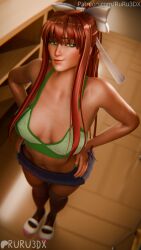 3d 3d_(artwork) doki_doki_literature_club keszza monika_(doki_doki_literature_club) ruru3dx