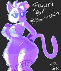 1girls areolae clyde_(discord) dress english_text fanart fanart_from_twitter female_only fishnets furry gloves looking_at_viewer nearlyepoint nipple_slip nipples self_upload text therandombee