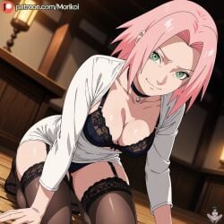 1girl ai_generated anime anime_coloring ass beautiful breasts cute female female_focus girly green_eyes looking_at_viewer morikoi naruto_(classic) naruto_(series) naruto_shippuden nice_tits nude nudity pink_hair sakura_haruno woman