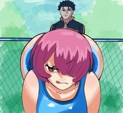 big_ass dumptruck_ass natsuki_subaru pink_hair prayer_hands ram_(re:zero) re:zero_kara_hajimeru_isekai_seikatsu shockerdoc5261 short_hair swimsuit tagme tears_of_joy