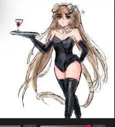 arthur_kirkland axis_powers_hetalia blushing cat_ears cat_tail costume england_(hetalia) genderbend genderswap genderswap_(mtf) hetalia nyotalia waitress