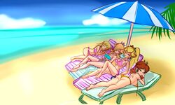 4girls ass ass_focus beach big_breasts bikini bimbo breasts bubble_ass bubble_butt busty butt_focus dat_ass female huge_ass huge_breasts mario_(series) multiple_females multiple_girls nintendo princess_daisy princess_peach princess_rosalina princess_zelda sigurdhosenfeld skyward_sword sunbathing the_legend_of_zelda unfinished zelda_(skyward_sword)